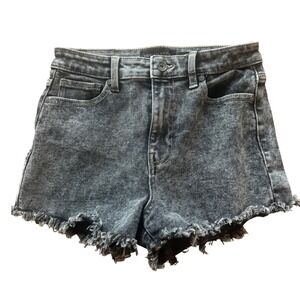 Kendall Kylie Womens High Rise Distressed Black Denim Shorts The Drifter Size 27